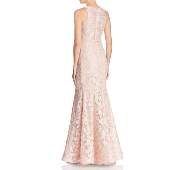 AQUA Lace Mermaid Gown SZ 6 Bridesmaid Prom Dusty Pink Nude Dress - Picture 2 of 10